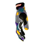 The Dizzy L//E Limited Edition thin lightweight glove has the Illusive skull surrounded with multicolor dizzy spirals on the tops. Black breathable finger webbing and finished off with black pipping. Black palm w/ reverse Illusive skull silicone logo in white to keep that grip on whatever you be holding.