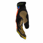 The Lean  L//E Limited Edition glove has a bold orange large Illusive skull badge with olive and black on the tops. Yellow finger webbing and finished off with blue pipping. Desert tan palm w/ reverse Illusive skull silicone logo in black to keep that grip on whatever you be holding. 